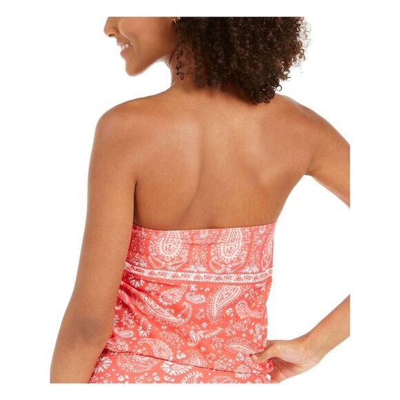 MICHAEL MICHAEL KORS Women's Coral Paisley Bandeau Tankini Swimsuit Top XS - Picture 2 of 2
